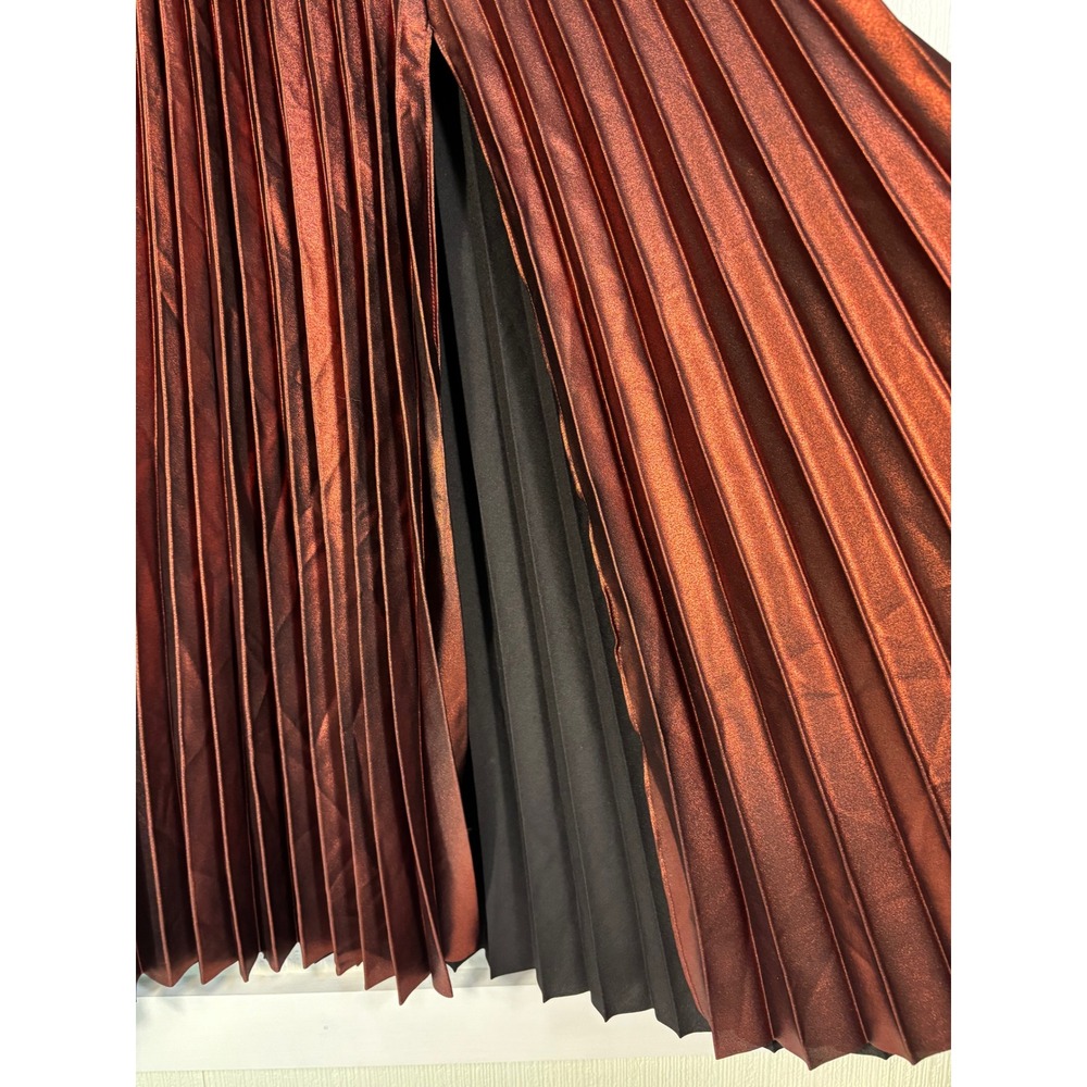 House of Harlow 1960 Pleated Shimmering Copper Party Skirt Sz M Fall - Picture 11 of 15
